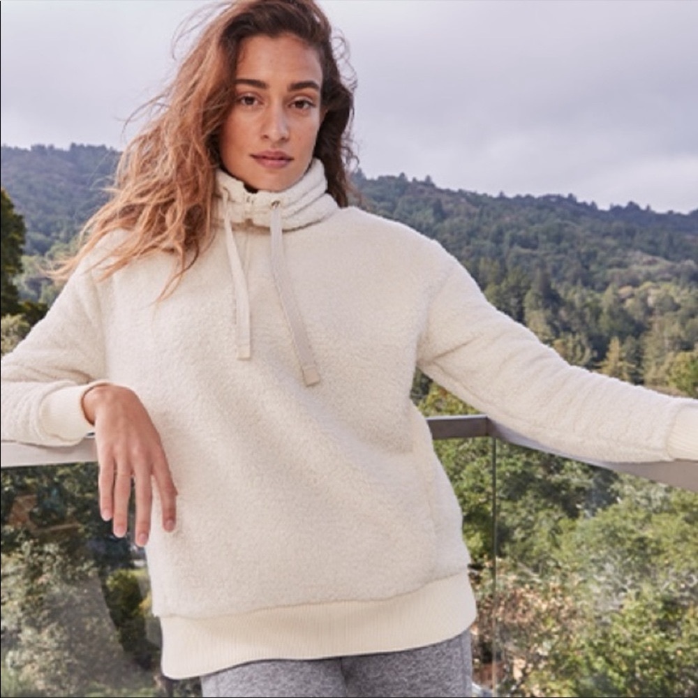 Athleta Cream Talus Sherpa Half-Zip Pullover